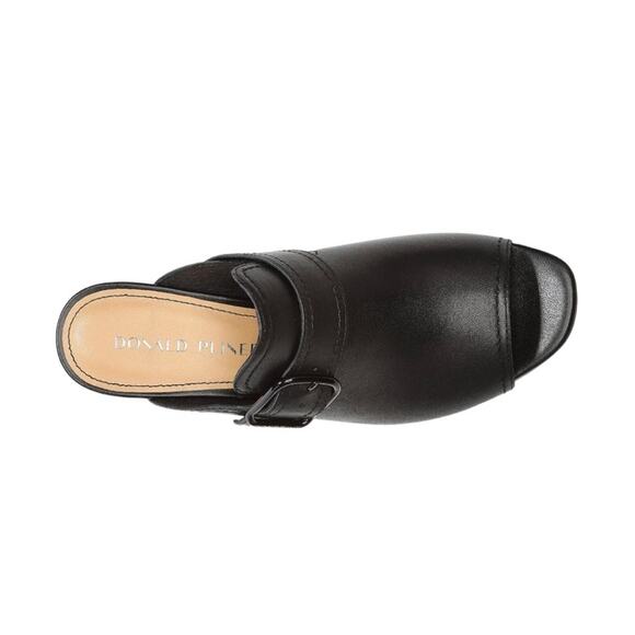 Donald J. Pliner Gramercy Black Leather Square Toe Buckle Slip On Heels Shoes 6 - Picture 2 of 11